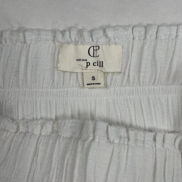 P cill Inherit Clothing Company Classic White Textured Cotton Lined Midi Skirt M - Picture 10 of 16